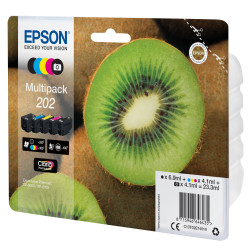 Epson C13T02E74020 Kiwi Multipack 5-colours 202 Claria Premium Ink, Rendimiento estándar, Negro, Foto negro, Cian, Magenta, 2