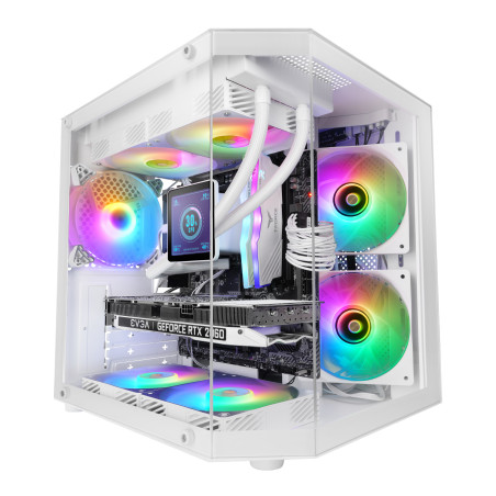 Mars Gaming MC3TLITEW MC-3TLITEW, Mini Tower, PC, Blanco, micro ATX, Mini-ITX, Juego, Multi