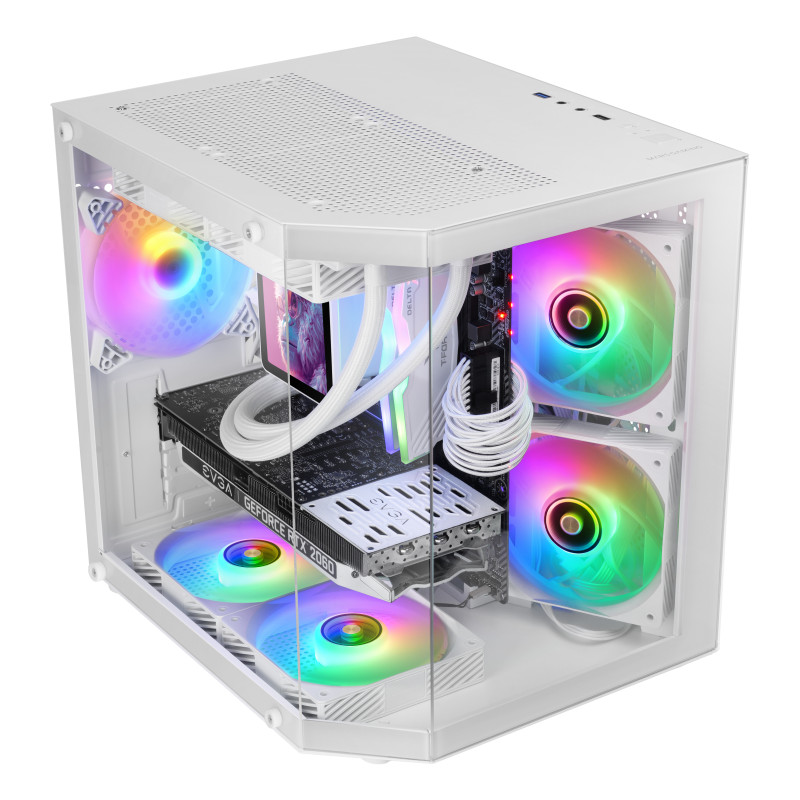 Mars Gaming MC3TLITEW MC-3TLITEW, Mini Tower, PC, Blanco, micro ATX, Mini-ITX, Juego, Multi