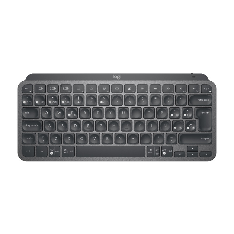 Logitech 920-010490 MX Keys Mini, Mini, Inalámbrico, RF Wireless + Bluetooth, QWERTY, LED, Grafito