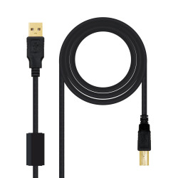 Nanocable 10.01.1203 10.01.1203, 3 m, USB A, USB B, USB 2.0, Macho/Macho, Negro