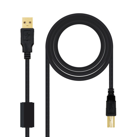 Nanocable 10.01.1203 10.01.1203, 3 m, USB A, USB B, USB 2.0, Macho/Macho, Negro