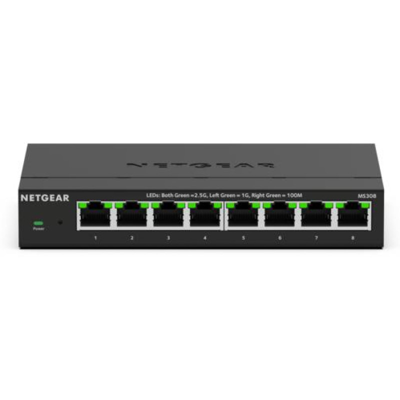 NETGEAR MS308-100EUS MS308, No administrado, 2.5G Ethernet (100/1000/2500), Bidireccional completo (Full duplex), Montaje de