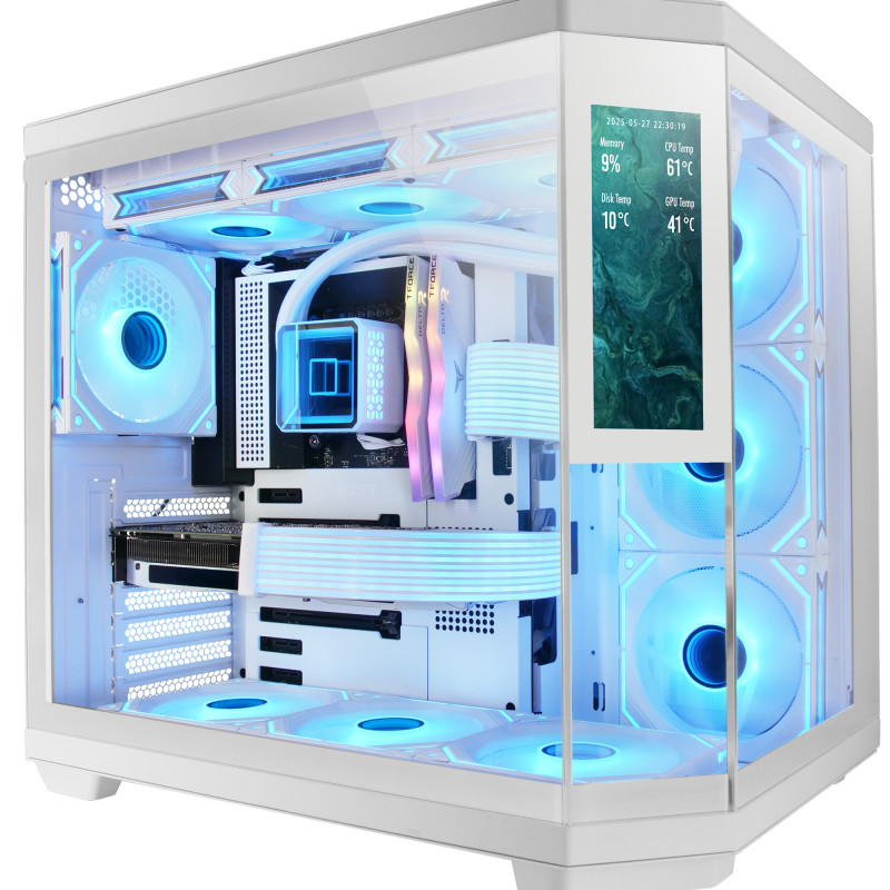 Mars Gaming MC3TCORELCDW MC3TCORELCDW, Midi Tower, PC, Blanco, ATX, micro ATX, Mini-ITX, Vidrio templado, Juego