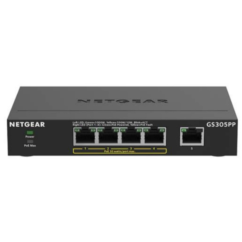 NETGEAR GS305PP-300EUS GS305PP, No administrado, Gigabit Ethernet (10/100/1000), Bidireccional completo (Full duplex), Energía