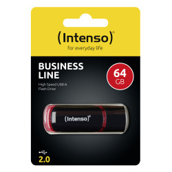 Intenso 3511490 64GB USB2.0, 64 GB, USB tipo A, 2.0, 28 MB/s, Tapa, Negro, Rojo