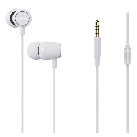 Aiwa ESTM-20WT ESTM-20WT, Alámbrico, 20 - 20000 Hz, Llamadas/Música/Deporte/Uso diario, 13 g, Auriculares, Blanco