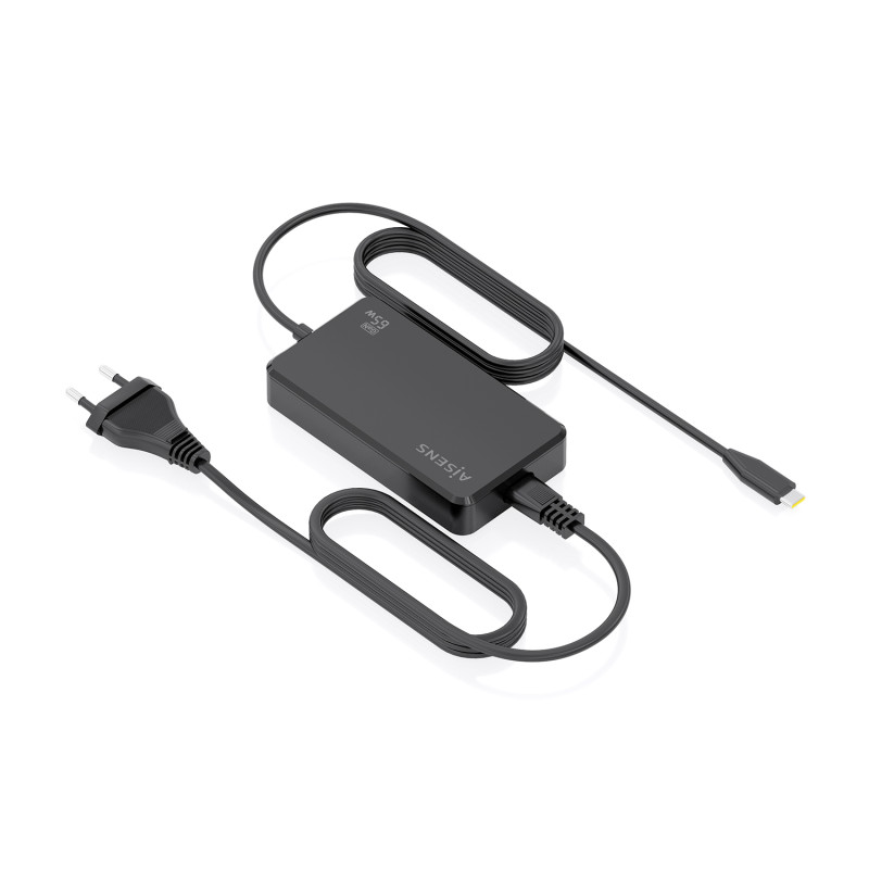 AISENS ASCH-1PD65D068-BK Cargador De Sobremesa GaN 65W PD3.0 1xUSB-C 1.8m, Negro, Universal, Interior, 110 - 240 V, 50 - 60 Hz,