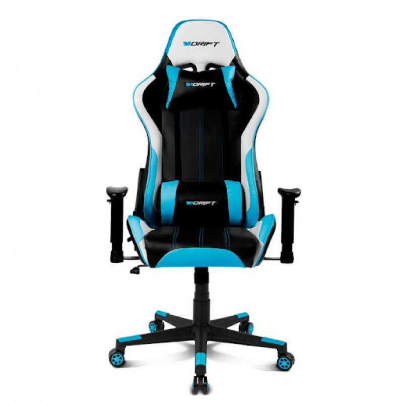 DRIFT DR175BLUE DR175, Silla para videojuegos universal, 150 kg, Asiento acolchado, Respaldo acolchado, Negro / Azul, Nylon