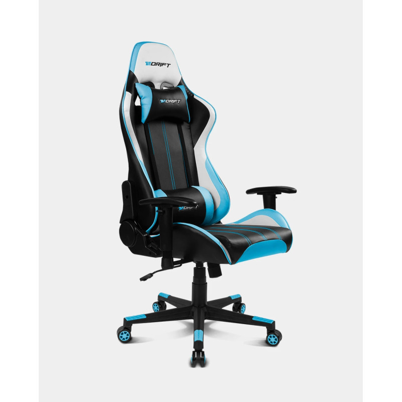 DRIFT DR175BLUE DR175, Silla para videojuegos universal, 150 kg, Asiento acolchado, Respaldo acolchado, Negro / Azul, Nylon