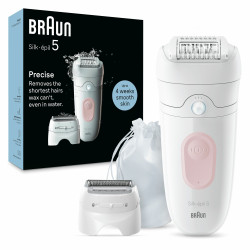 Braun BRASE5030 Silk-épil 5 5-030, Rosa, Blanco, 28 pinzas, MicroGrip, 0,5 mm, Batería, Batería integrada