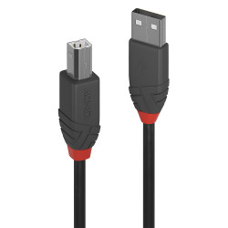 Lindy 36671 36671, 0,5 m, USB A, USB B, USB 2.0, 0,48 Gbit/s, Negro, Gris