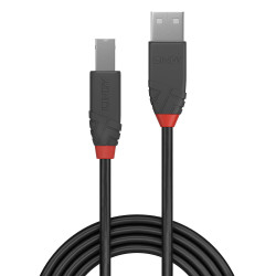Lindy 36671 36671, 0,5 m, USB A, USB B, USB 2.0, 0,48 Gbit/s, Negro, Gris 2