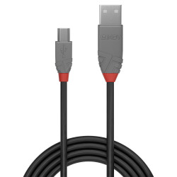 Lindy 36723 36723, 2 m, USB A, Mini-USB B, USB 2.0, 0,48 Gbit/s, Negro, Gris 2