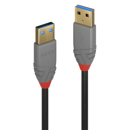 Lindy 36752 36752, 2 m, USB A, USB A, USB 3.2 Gen 1 (3.1 Gen 1), 5 Gbit/s, Negro