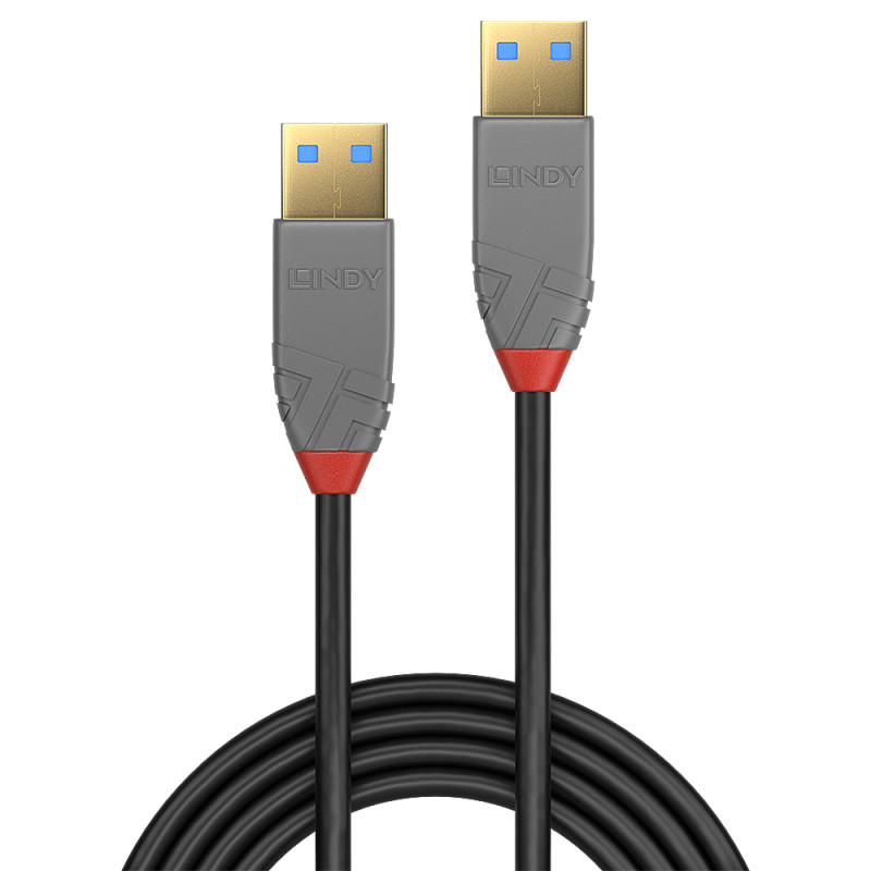 Lindy 36752 36752, 2 m, USB A, USB A, USB 3.2 Gen 1 (3.1 Gen 1), 5 Gbit/s, Negro