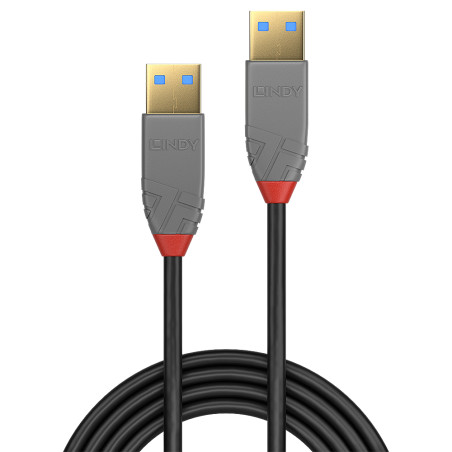 Lindy 36752 36752, 2 m, USB A, USB A, USB 3.2 Gen 1 (3.1 Gen 1), 5 Gbit/s, Negro