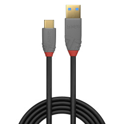 Lindy 36911 36911, 1 m, USB C, USB A, 10 Gbit/s, Negro, Gris 2