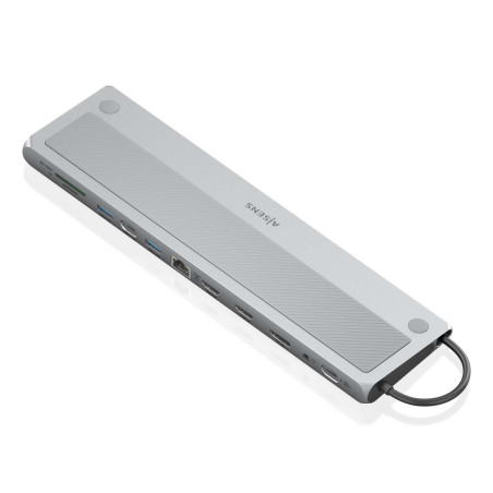 AISENS ASUC-12P020-GR USB-C Dock 12 en 1, USB-C a 2xHDMI, 1xDisplayPort, 1xRJ45, 3xUSB-A, 1xUSB-C, 1xUSB-C PD, 1xSD, 1xMicro
