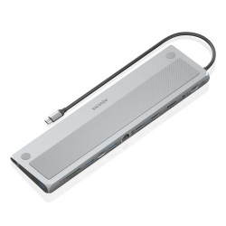 AISENS ASUC-12P020-GR USB-C Dock 12 en 1, USB-C a 2xHDMI, 1xDisplayPort, 1xRJ45, 3xUSB-A, 1xUSB-C, 1xUSB-C PD, 1xSD, 1xMicro 2