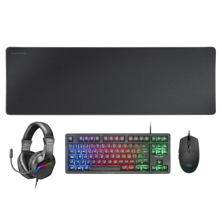 Mars Gaming MCPRGB3ES MCP-RGB3, Pack Gaming Teclado Fixed RGB + Ratón Gaming RGB Flow 3200 DPI + Auriculares Over-Ear RGB +