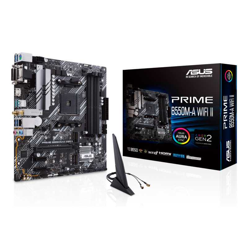 ASUS 90MB19X0-M0EAY0 PRIME B550M-A WIFI II, AMD, Zócalo AM4, AMD Ryzen 3000 Series, AMD Ryzen 5000 Series, Zócalo AM4,