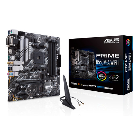 ASUS 90MB19X0-M0EAY0 PRIME B550M-A WIFI II, AMD, Zócalo AM4, AMD Ryzen 3000 Series, AMD Ryzen 5000 Series, Zócalo AM4,