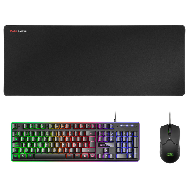 Mars Gaming MCPXBES MCPXBES, Negro, Único, Alámbrico, USB, Interruptor de membrana, LED RGB, Negro, Ratón incluido