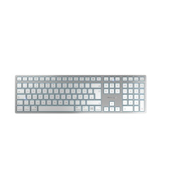 CHERRY JK-9110DE-1 KW 9100 SLIM FOR MAC, Inalámbrico y alámbrico, USB + Bluetooth, QWERTZ, Plata