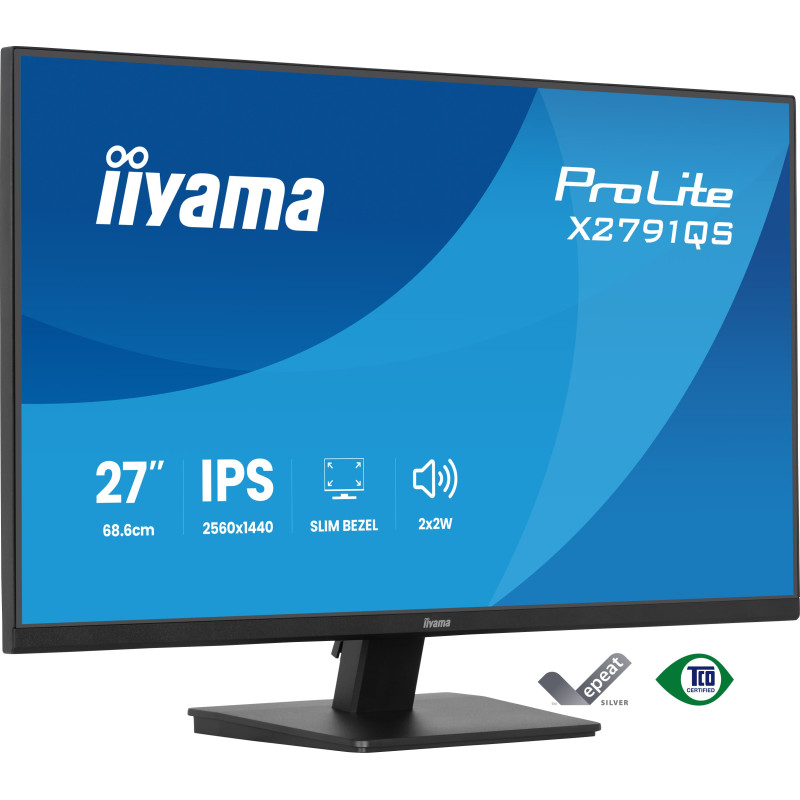 iiyama X2791QS-B1 ProLite X2791QS-B1, 68,6 cm (27"), 2560 x 1440 Pixeles, Quad HD, LED, Negro