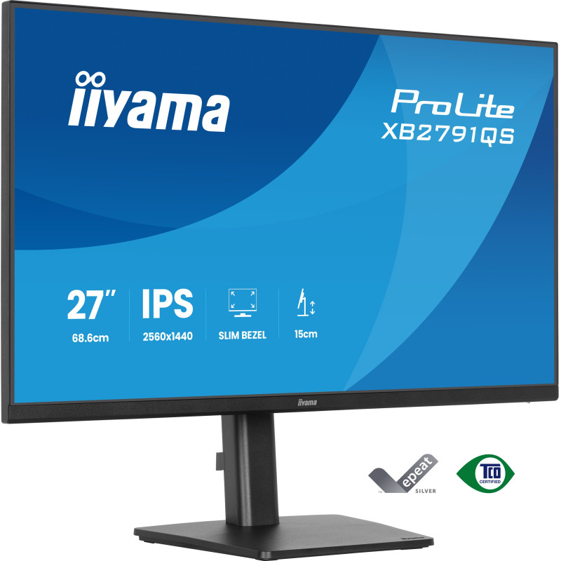 iiyama XB2791QS-B1 ProLite XB2791QS-B1, 68,6 cm (27"), 2560 x 1440 Pixeles, Quad HD, LED, Negro