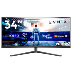 Philips 34M2C6500/00 Evnia 6000 34M2C6500/00, 86,4 cm (34"), 3440 x 1440 Pixeles, Wide Quad HD, QD-OLED, 0,03 ms, Gris