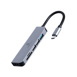 Gembird A-CM-COMBO6-02 A-CM-COMBO6-02, Alámbrico, USB 3.2 Gen 1 (3.1 Gen 1) Type-C, Gris, MicroSD (TransFlash), SD, 128 GB, 5 2