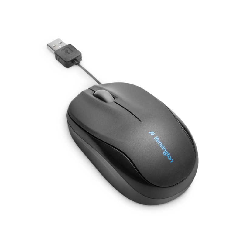 Kensington K72339EU Ratón retráctil para portátiles Pro Fit, Óptico, Negro