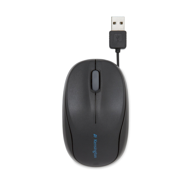Kensington K72339EU Ratón retráctil para portátiles Pro Fit, Óptico, Negro