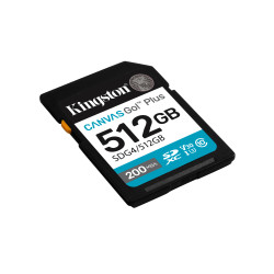 Kingston Technology SDG4/512GB Canvas Go! Plus 512GB SDXC Canvas Go Plus Gen4 200MB/s C10 UHS-I U3 V30, 512 GB, SDXC, Clase 10, 2