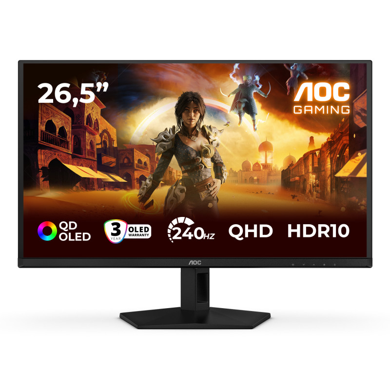 AOC Q27G41ZDF G4 Q27G41ZDF, 67,3 cm (26.5"), 2560 x 1440 Pixeles, Quad HD, QD-OLED, 0,03 ms, Negro, Rojo