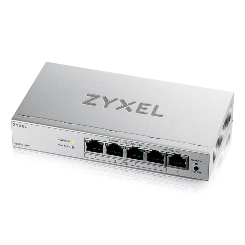 Zyxel GS1200-5HPV3-EU0101F GS1200-5HPV3, Gestionado, L2, Gigabit Ethernet (10/100/1000), Bidireccional completo (Full duplex),