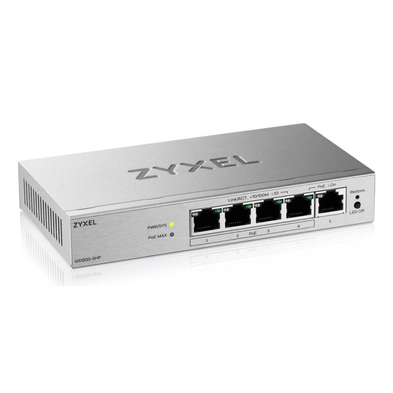 Zyxel GS1200-5HPV3-EU0101F GS1200-5HPV3, Gestionado, L2, Gigabit Ethernet (10/100/1000), Bidireccional completo (Full duplex),