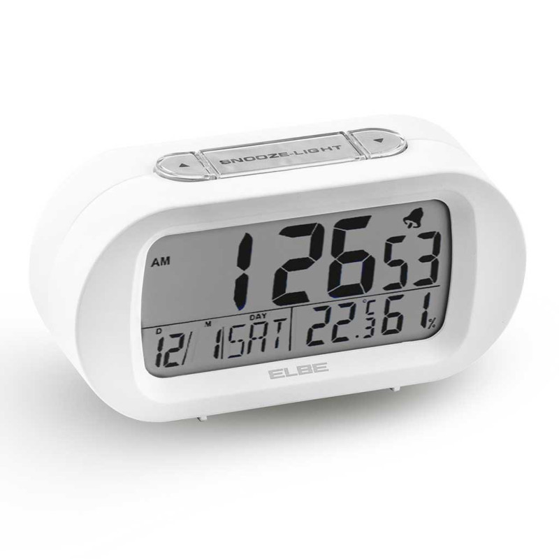 ELBE RD-009-B RD-009-B, Reloj despertador digital, Blanco, Cualquier género, Botones, LCD, 7,87 cm (3.1")