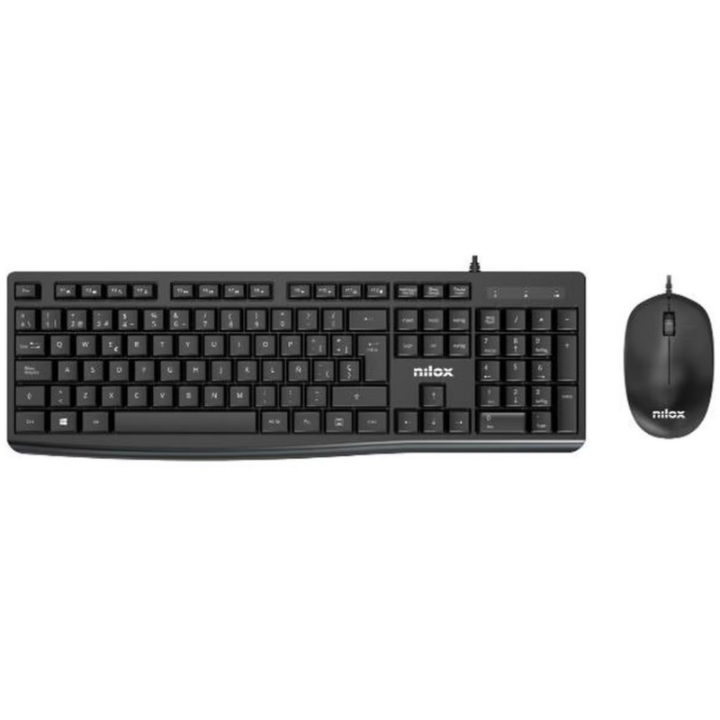 Nilox NXKME0012 NXKME0012, Alámbrico, USB, Interruptor de membrana, QWERTY, Negro, Ratón incluido