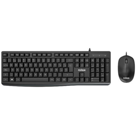 Nilox NXKME0012 NXKME0012, Alámbrico, USB, Interruptor de membrana, QWERTY, Negro, Ratón incluido