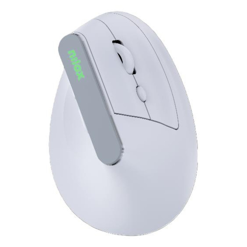 Nilox NXMOEVR01W NXMOEVR01W, mano derecha, Diseño vertical, Óptico, RF Wireless + Bluetooth, 1600 DPI, Blanco