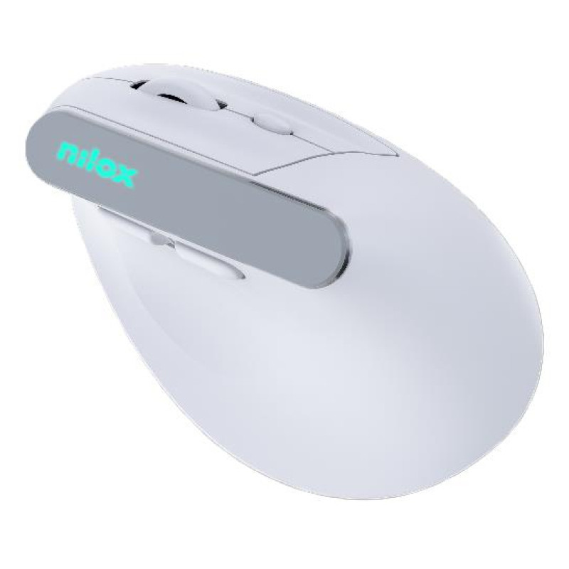 Nilox NXMOEVR01W NXMOEVR01W, mano derecha, Diseño vertical, Óptico, RF Wireless + Bluetooth, 1600 DPI, Blanco