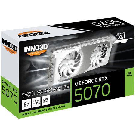INNO3D N50702-12D7X-195064W GeForce RTX 5070 TWIN X2 OC WHITE, GeForce RTX 5070, 12 GB, GDDR7, 192 bit, PCI Express 5.0, 2