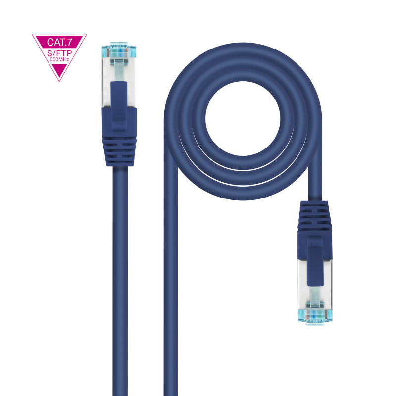 Nanocable 10.20.1701-BL Cable de Red Cat.7 600MHZ LSZH SFTP PIMF AWG26, Azul, 1 m, 1 m, Cat7, SF/UTP (S-FTP), RJ-45, RJ-45, Azul