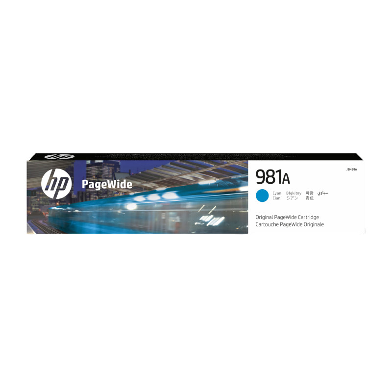 HP J3M68A Cartucho original PageWide 981A cian, Rendimiento estándar, Cian, Tinta a base de pigmentos, 70 ml, 1 pieza(s), 6000