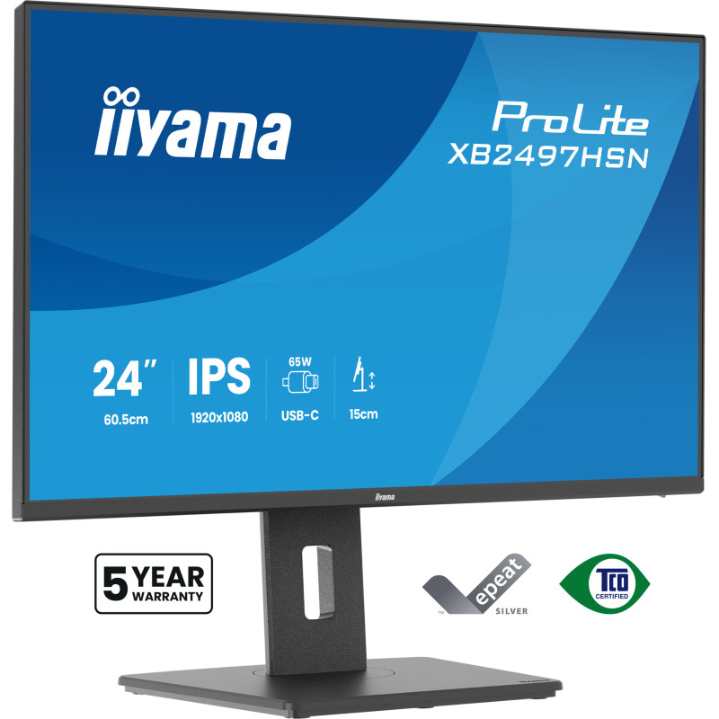 iiyama XB2497HSN-B1 ProLite XB2497HSN-B1, 60,5 cm (23.8"), 1920 x 1080 Pixeles, Full HD, LED, 1 ms, Negro