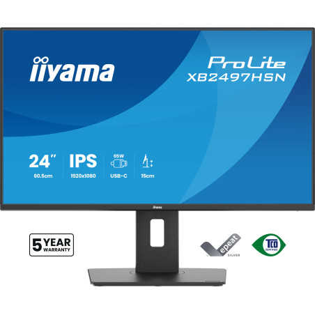 iiyama XB2497HSN-B1 ProLite XB2497HSN-B1, 60,5 cm (23.8"), 1920 x 1080 Pixeles, Full HD, LED, 1 ms, Negro