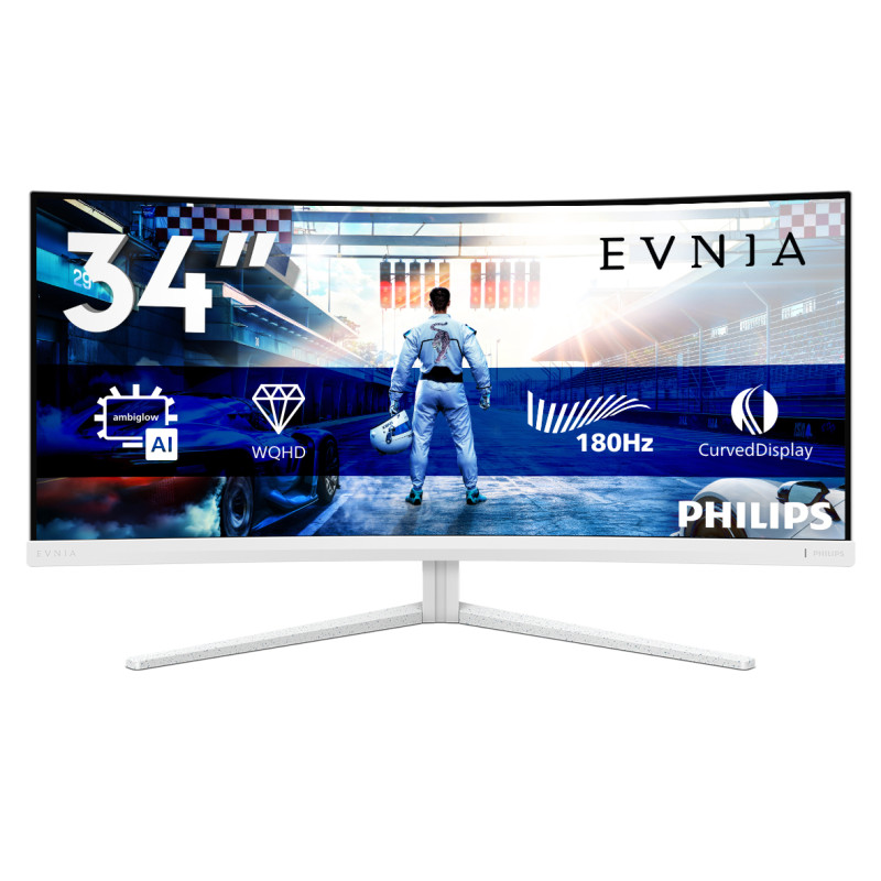 Philips 34M2C5501A/00 Evnia 5000 34M2C5501A/00, 86,4 cm (34"), 3440 x 1440 Pixeles, Wide Quad HD, LCD, 1 ms, Blanco